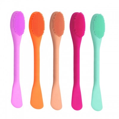 Silicone Face Cleanser Massager Brush With Facial Stick Spatula Double-sided For Cleansing Exfoliating